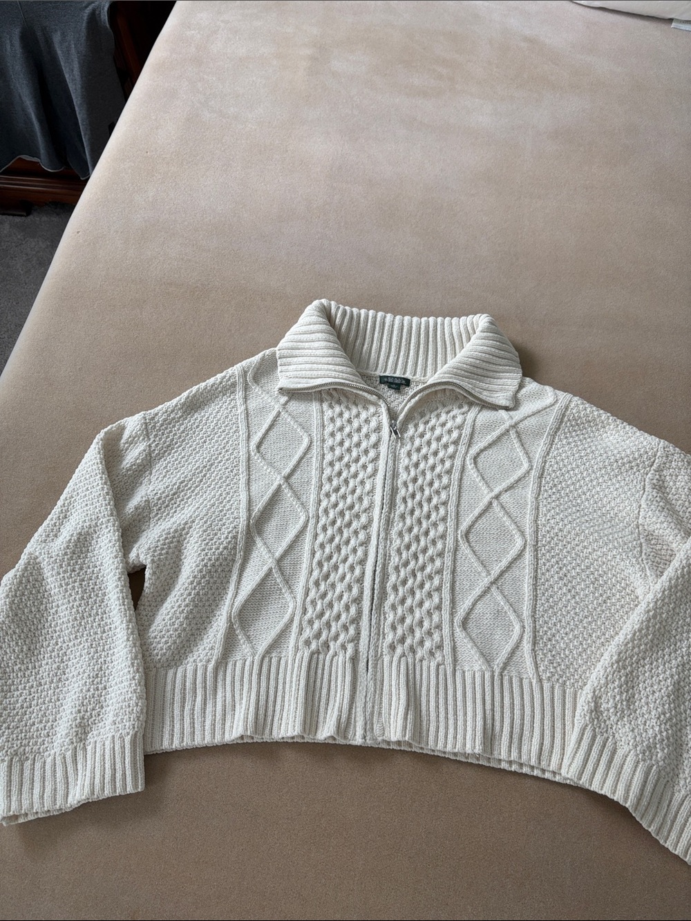 wild fable Cropped Cream Cable-Knit Half-Zip Sweater